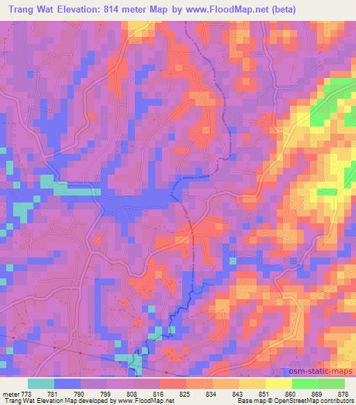 Trang Wat,Vietnam Elevation Map