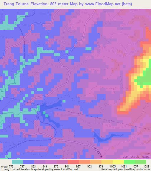 Trang Tourne,Vietnam Elevation Map