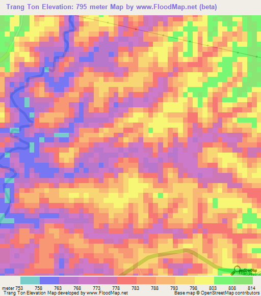 Trang Ton,Vietnam Elevation Map