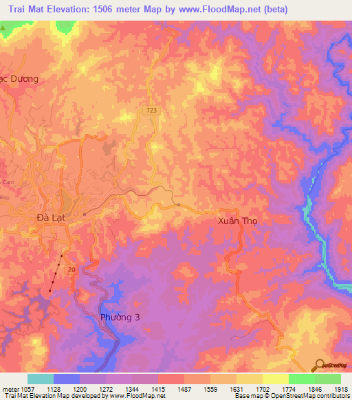 Trai Mat,Vietnam Elevation Map
