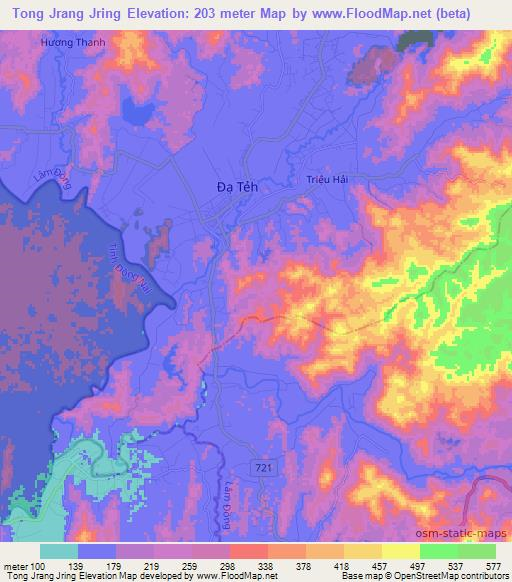 Tong Jrang Jring,Vietnam Elevation Map