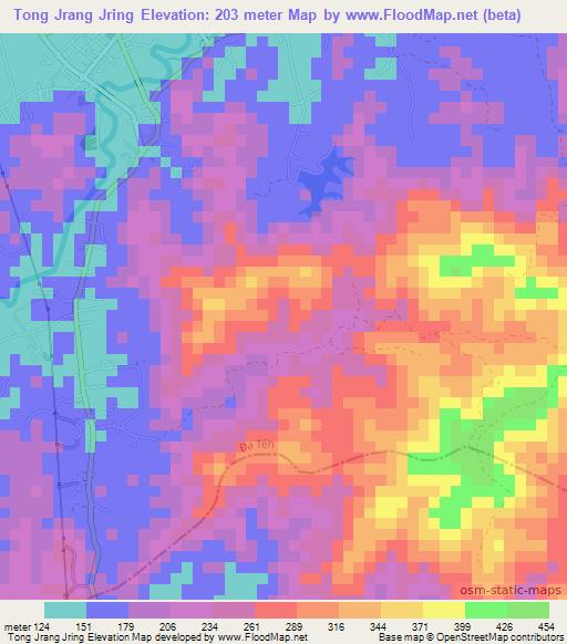 Tong Jrang Jring,Vietnam Elevation Map