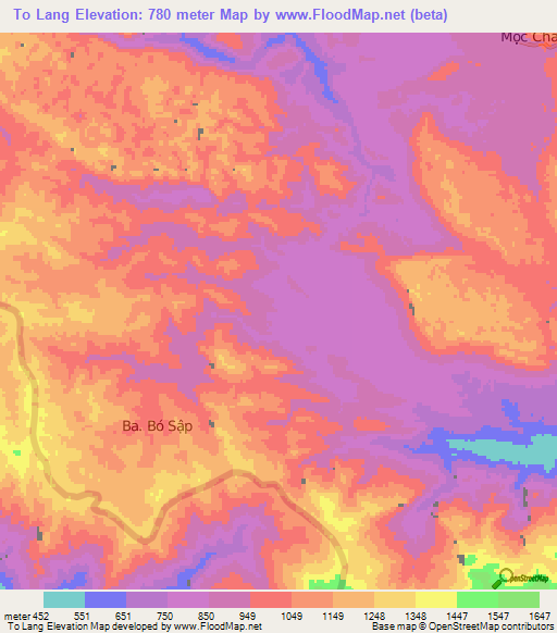 To Lang,Vietnam Elevation Map