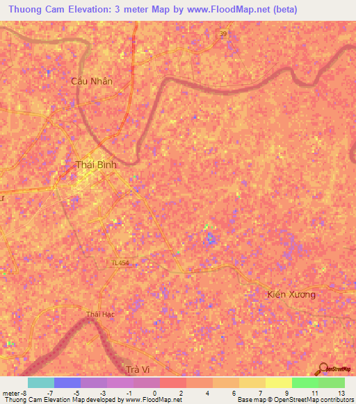 Thuong Cam,Vietnam Elevation Map