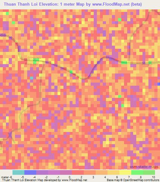 Thuan Thanh Loi,Vietnam Elevation Map