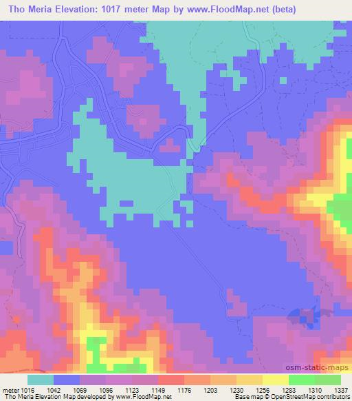 Tho Meria,Vietnam Elevation Map