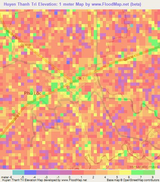 Huyen Thanh Tri,Vietnam Elevation Map