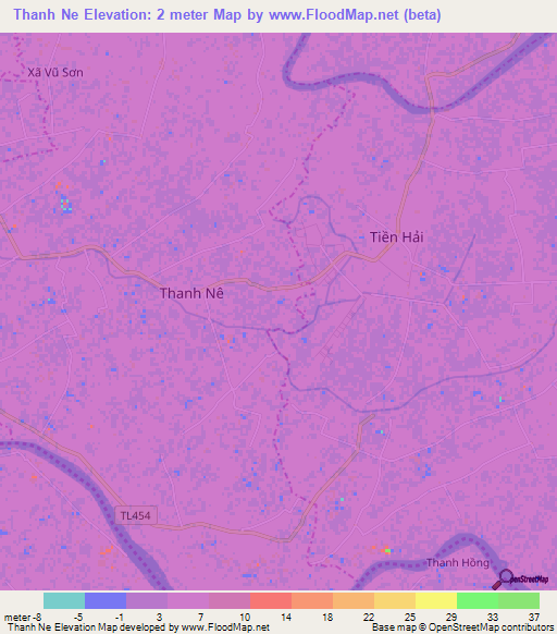 Thanh Ne,Vietnam Elevation Map