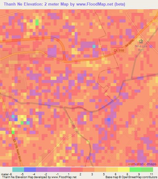 Thanh Ne,Vietnam Elevation Map