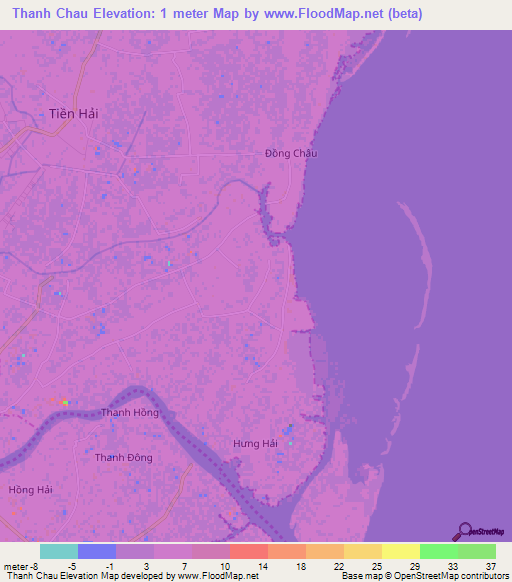 Thanh Chau,Vietnam Elevation Map