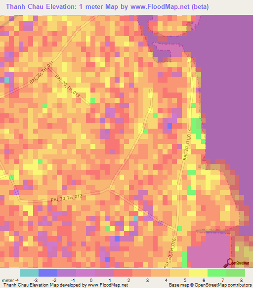 Thanh Chau,Vietnam Elevation Map
