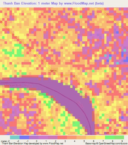 Thanh Ban,Vietnam Elevation Map