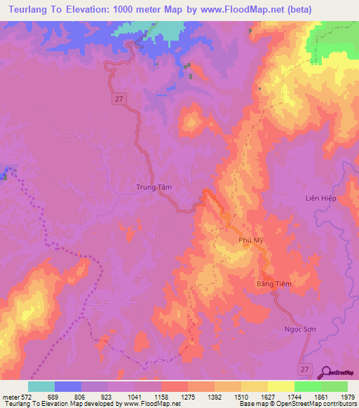 Teurlang To,Vietnam Elevation Map