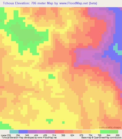 Tchoua,Vietnam Elevation Map