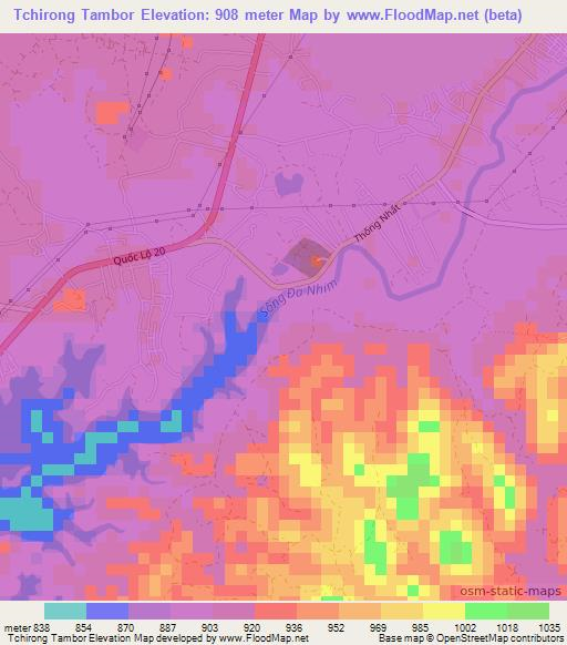 Tchirong Tambor,Vietnam Elevation Map