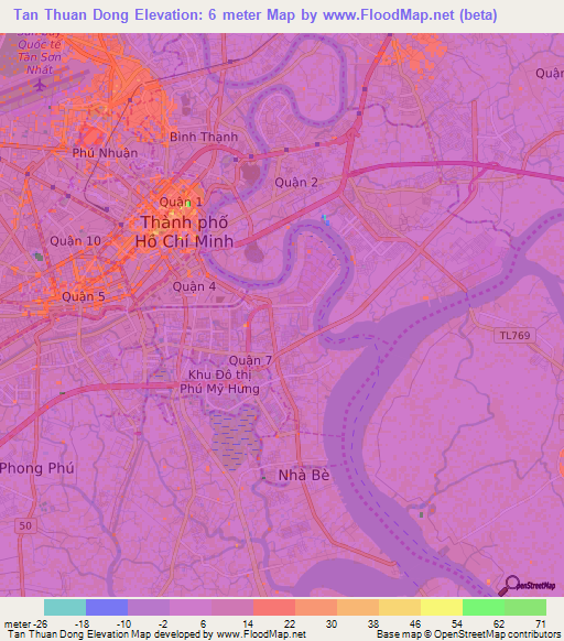 Tan Thuan Dong,Vietnam Elevation Map