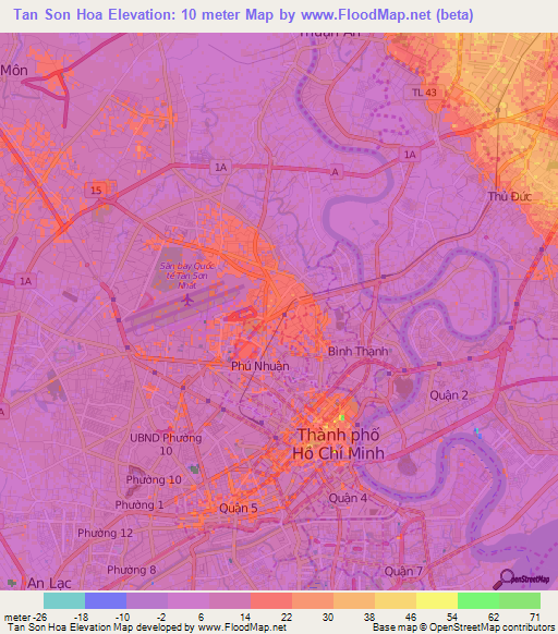 Tan Son Hoa,Vietnam Elevation Map