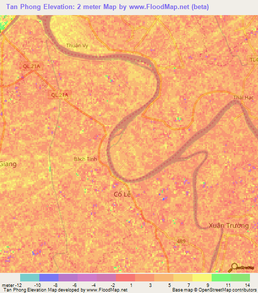 Tan Phong,Vietnam Elevation Map