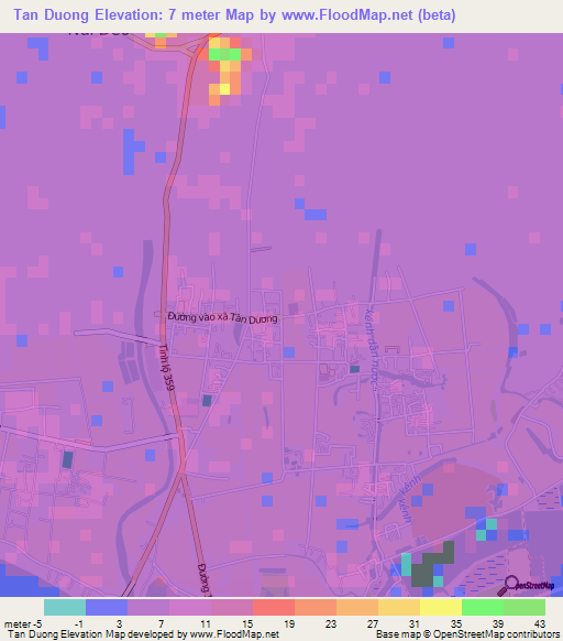 Tan Duong,Vietnam Elevation Map