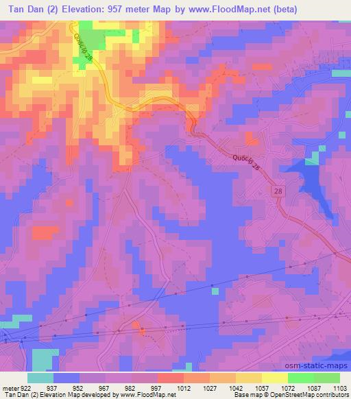 Tan Dan (2),Vietnam Elevation Map