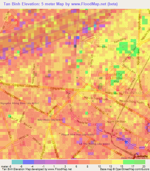 Tan Binh,Vietnam Elevation Map