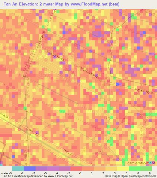 Tan An,Vietnam Elevation Map
