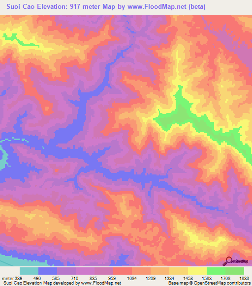 Suoi Cao,Vietnam Elevation Map