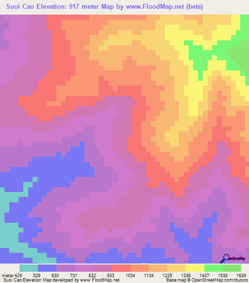 Suoi Cao,Vietnam Elevation Map