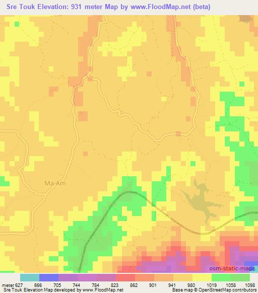 Sre Touk,Vietnam Elevation Map