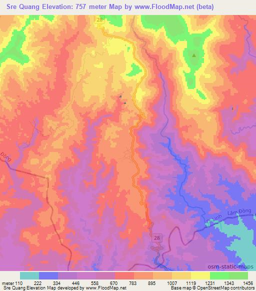 Sre Quang,Vietnam Elevation Map