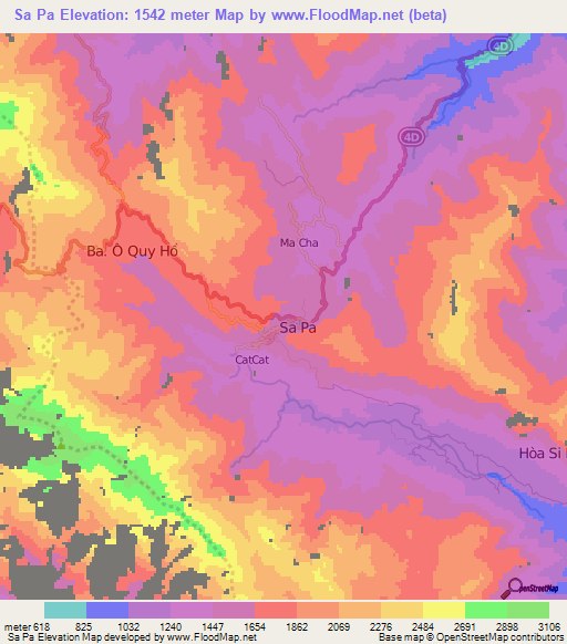 Sa Pa,Vietnam Elevation Map