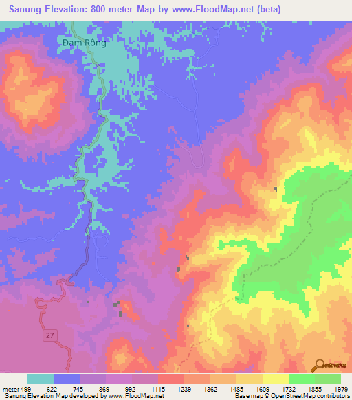 Sanung,Vietnam Elevation Map