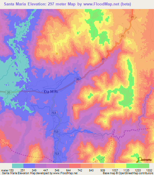 Santa Maria,Vietnam Elevation Map