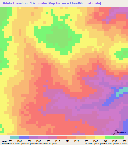 Kiteto,Tanzania Elevation Map
