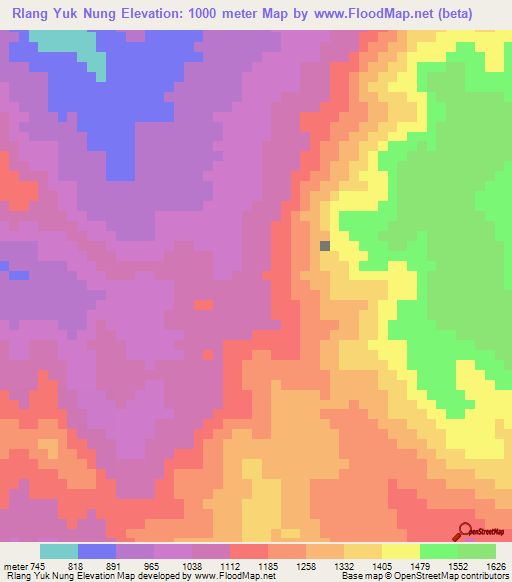 Rlang Yuk Nung,Vietnam Elevation Map