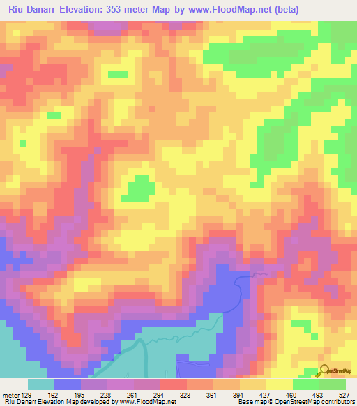 Riu Danarr,Vietnam Elevation Map