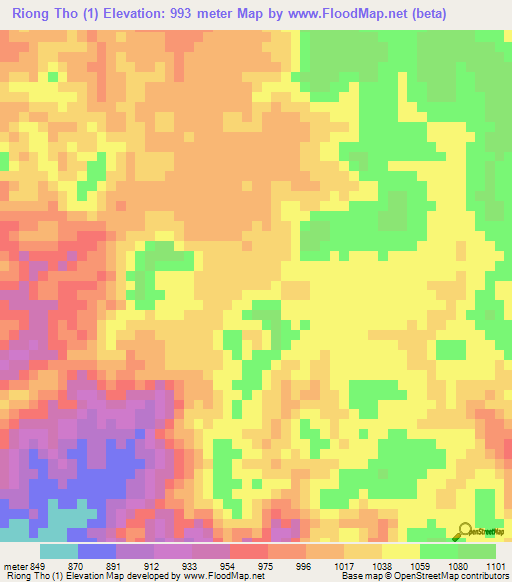 Riong Tho (1),Vietnam Elevation Map