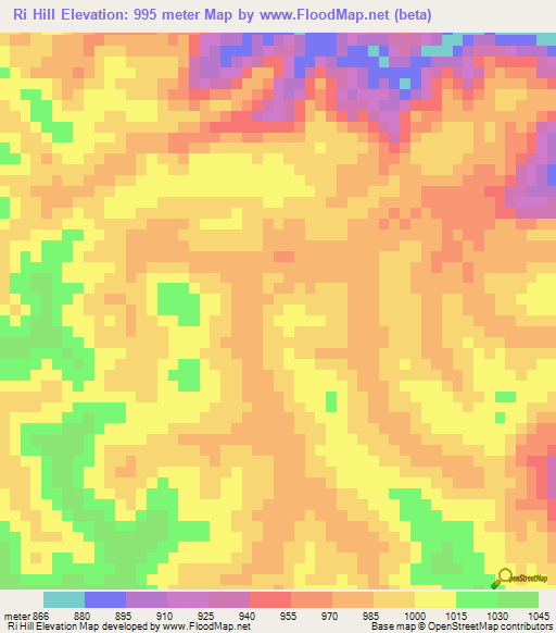 Ri Hill,Vietnam Elevation Map