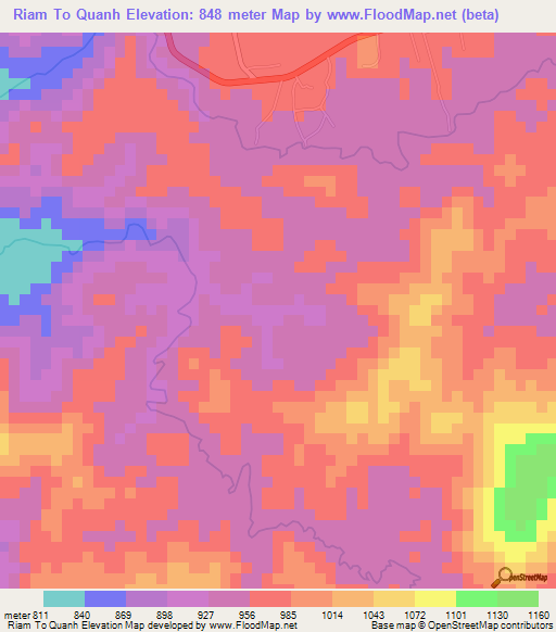 Riam To Quanh,Vietnam Elevation Map