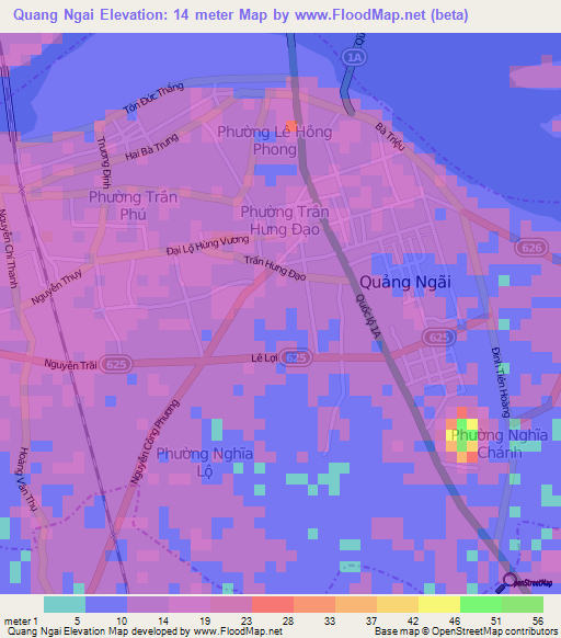 Quang Ngai,Vietnam Elevation Map