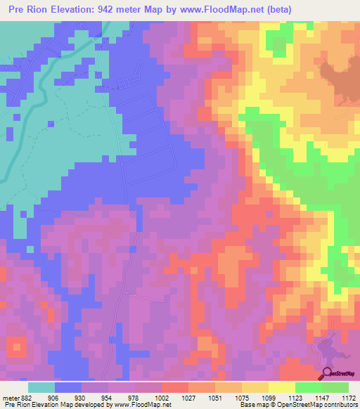 Pre Rion,Vietnam Elevation Map