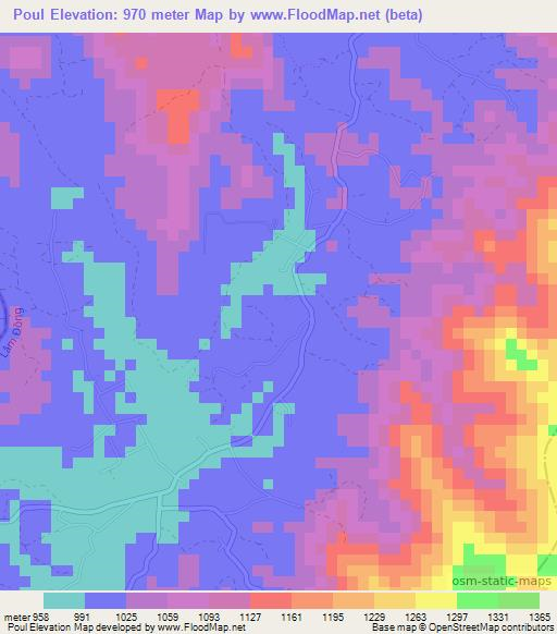 Poul,Vietnam Elevation Map
