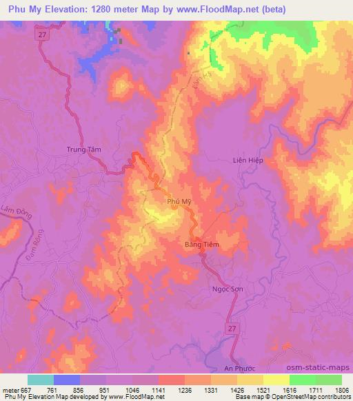 Phu My,Vietnam Elevation Map