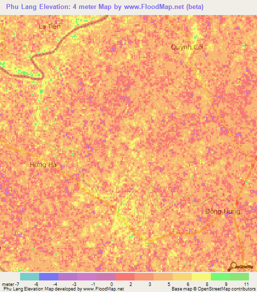Phu Lang,Vietnam Elevation Map