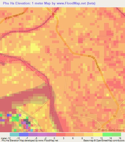Phu Ha,Vietnam Elevation Map
