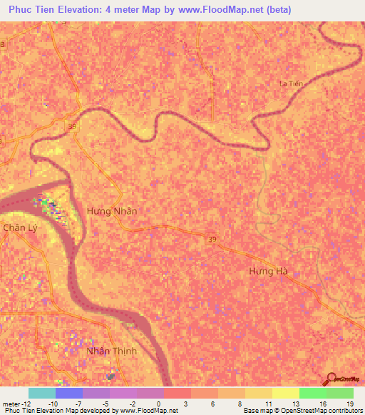 Phuc Tien,Vietnam Elevation Map