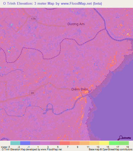 O Trinh,Vietnam Elevation Map