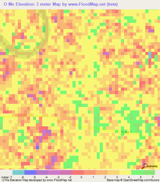 O Me,Vietnam Elevation Map