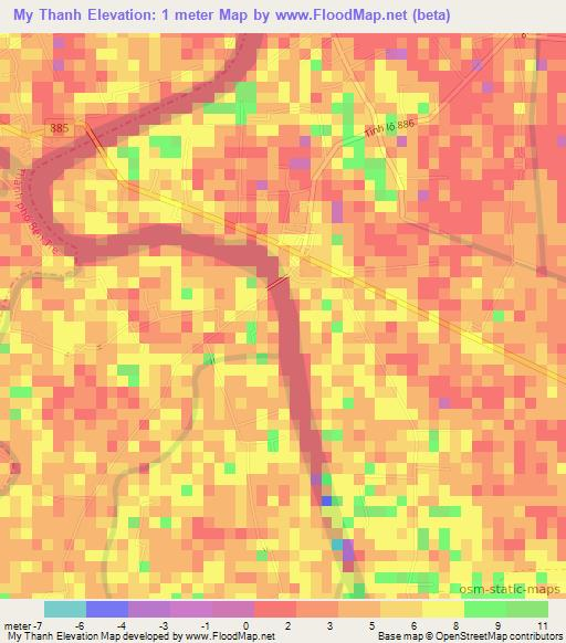 My Thanh,Vietnam Elevation Map
