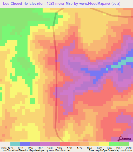 Lou Chouei Ho,Vietnam Elevation Map